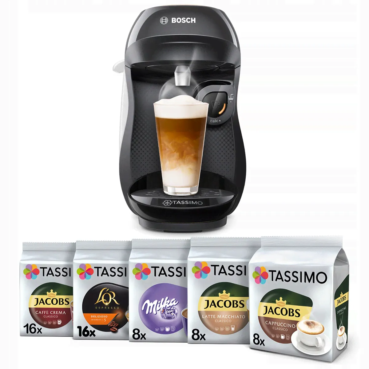 Капсульная кофемашина Tassimo Bosch Happy + 5 упаковок Tassimo